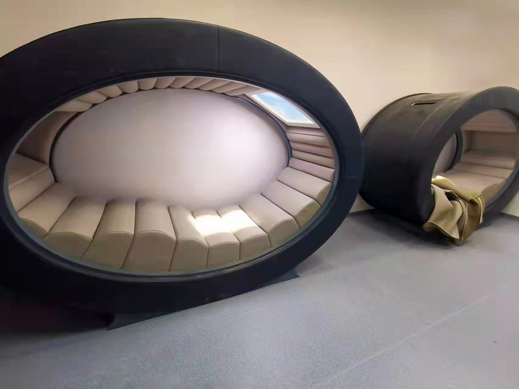 Compact artificial skylight in an enclosed relaxation pod
