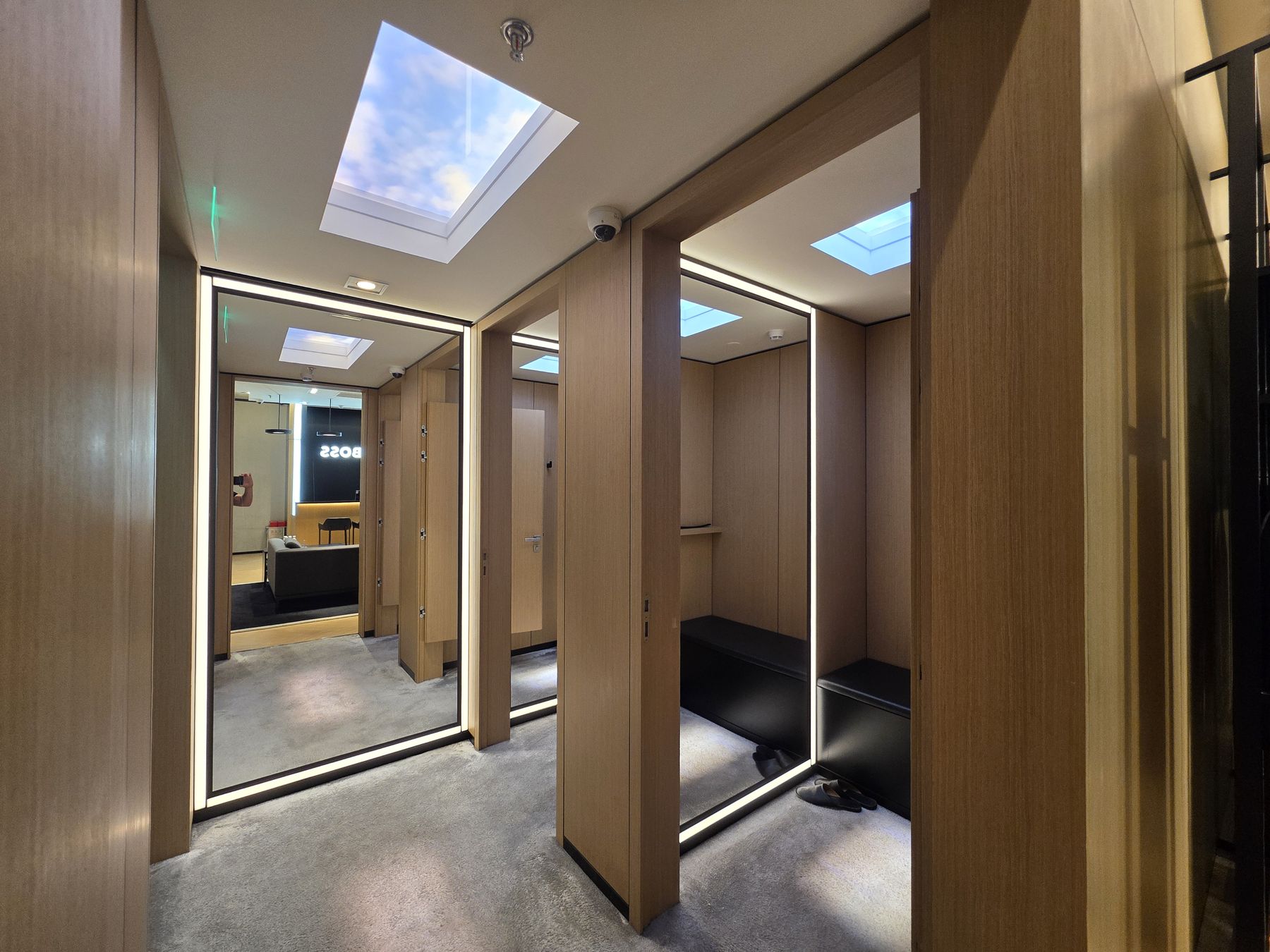 Second view of the same fashion retail fit-out, showing the 1200x600mm skylight lighting the shopfront display and circulation area.