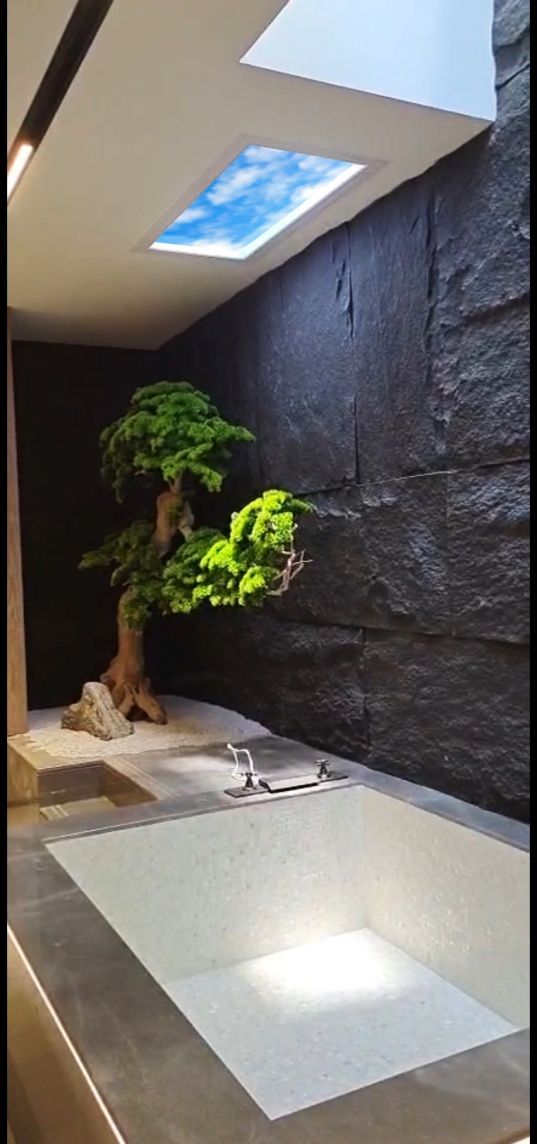 Artificial skylight in a window-free ensuite