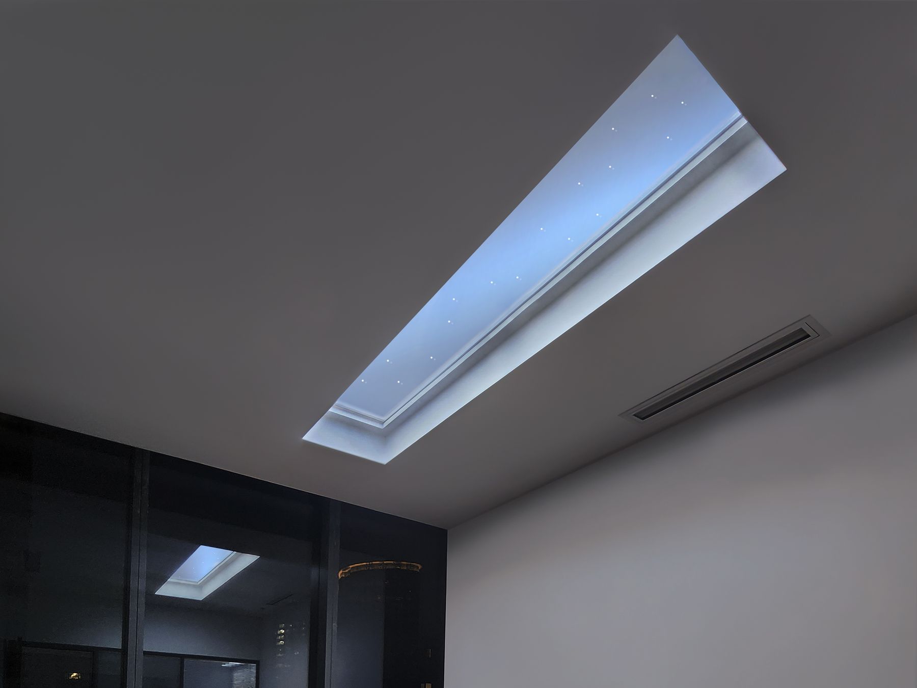 Artificial skylight set to starry night mode